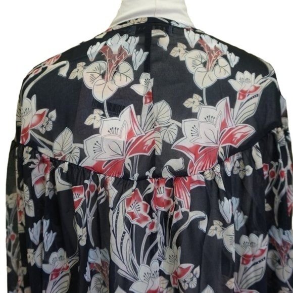 Madisonne boho tassel long sleeve poet top M black, pink - Picture 5 of 8